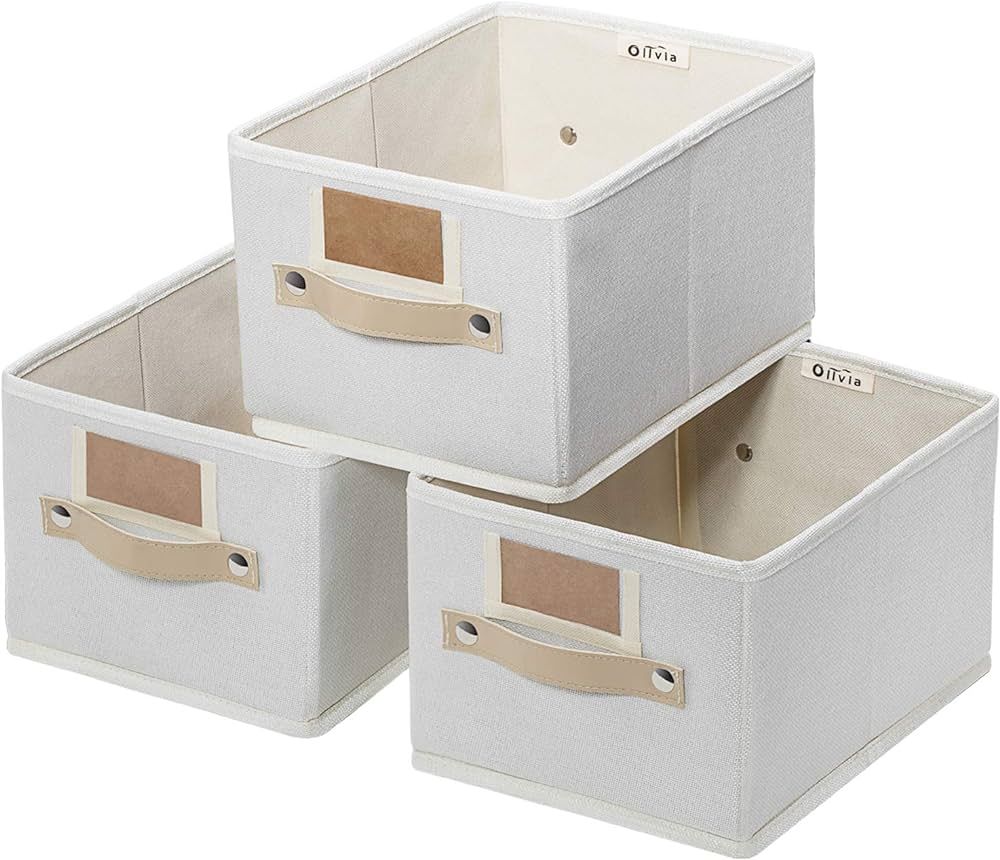 Foldable Storage Bins Set of 3 Rectangle Storage Basket, Sturdy Storage Basket with Lables,Decora... | Amazon (US)