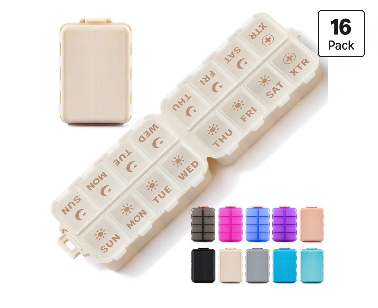 Compact & Foldable Weekly Pill Organizer 2 Time a Day, 7-Day AM PM Pill Box
Large Capacity, Dual Protection, Etched Labels- Week Daily Travel Vitamin Case Holder, Supplement Fish Oil Medicine Dispenser

#LTKmorningroutine #LTKgrwm #LTKfitnessgoals