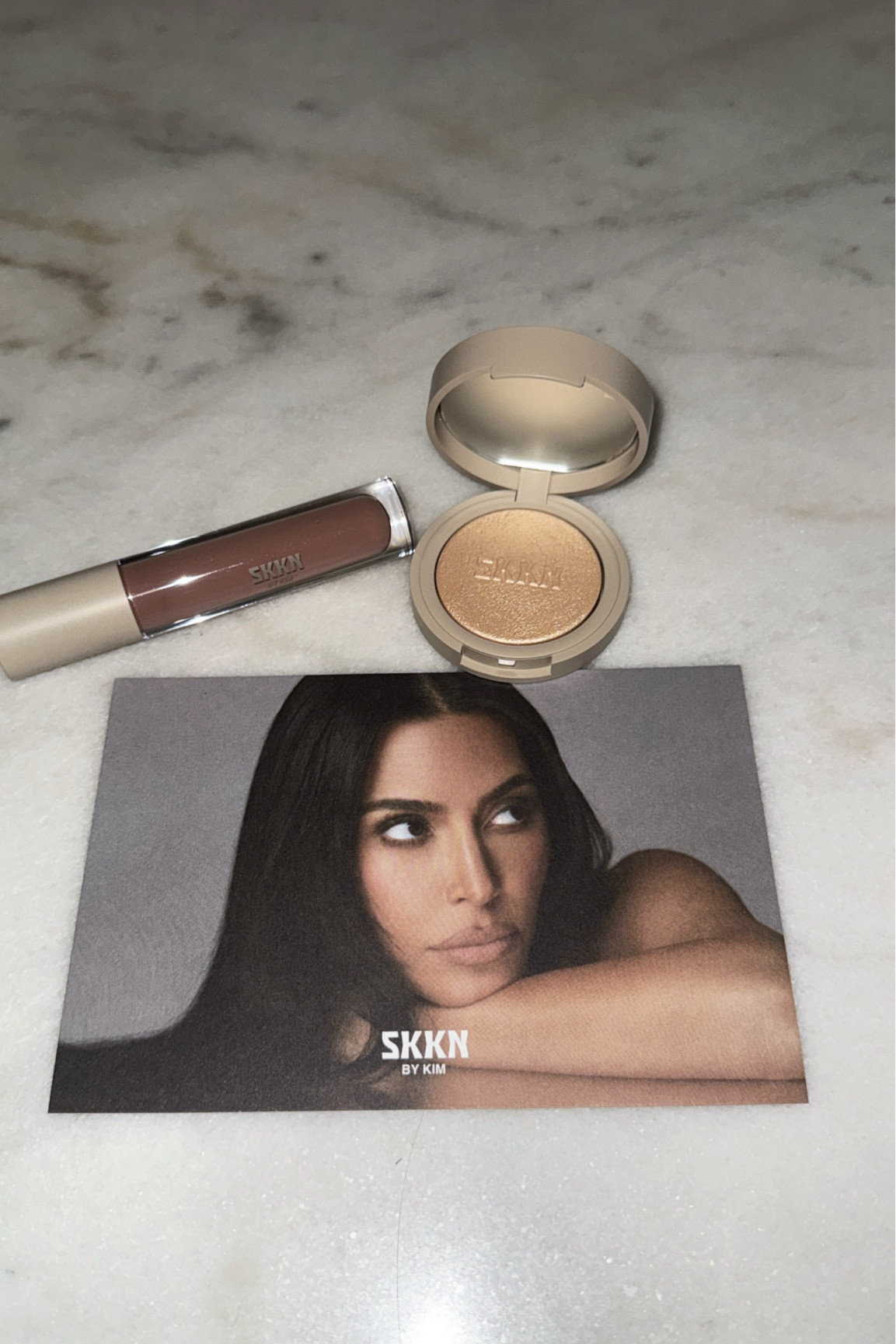Brand New Makeup products from SKKN by KIM. Pictured is the honey glow highlighter with the nude 03 lip gloss (Kim’s favorites) Also her eyeshadow palette is the best for everyday use (sold out currently) 

#LTKBeauty #LTKFindsUnder50 #LTKStyleTip