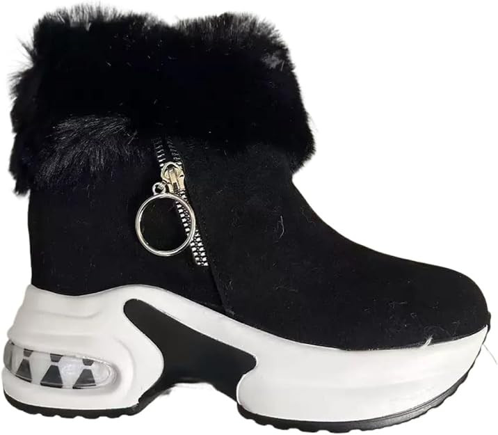 Women's Leopard Print Platform Ankle Boots, Cozy Faux Fur Lined Winter Snow Boots with Side Zippe... | Amazon (US)