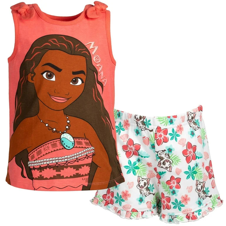 Disney Moana Little Girls Tank Top and French Terry Shorts Infant to Big Kid | Walmart (US)