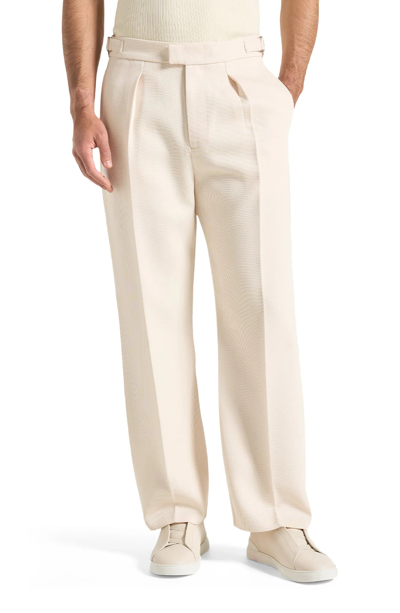 Dorian Relaxed Fit Twill Pleated Tailored Trousers | Nordstrom