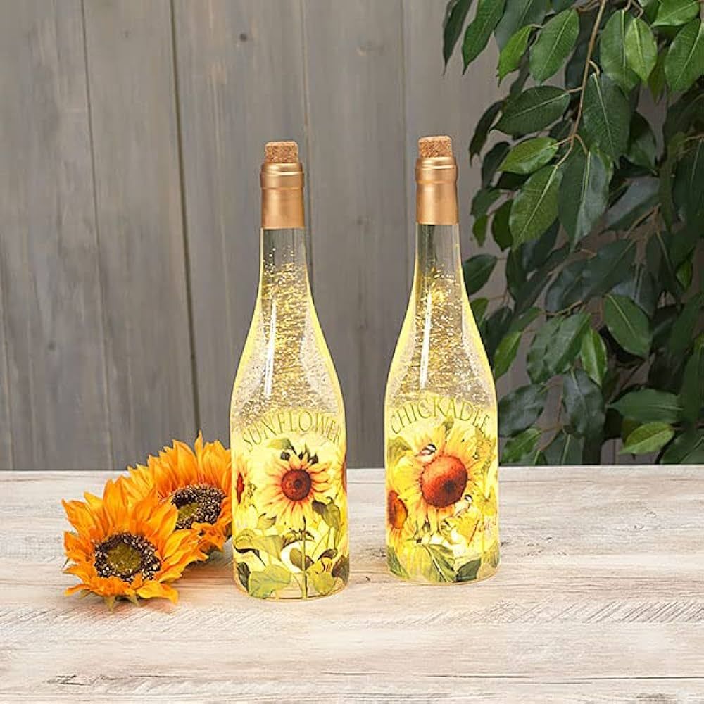 Gerson International 12 inch ligthted Spinning Water Globe Wine Bottle with Sunflowers (Sunflower... | Amazon (US)