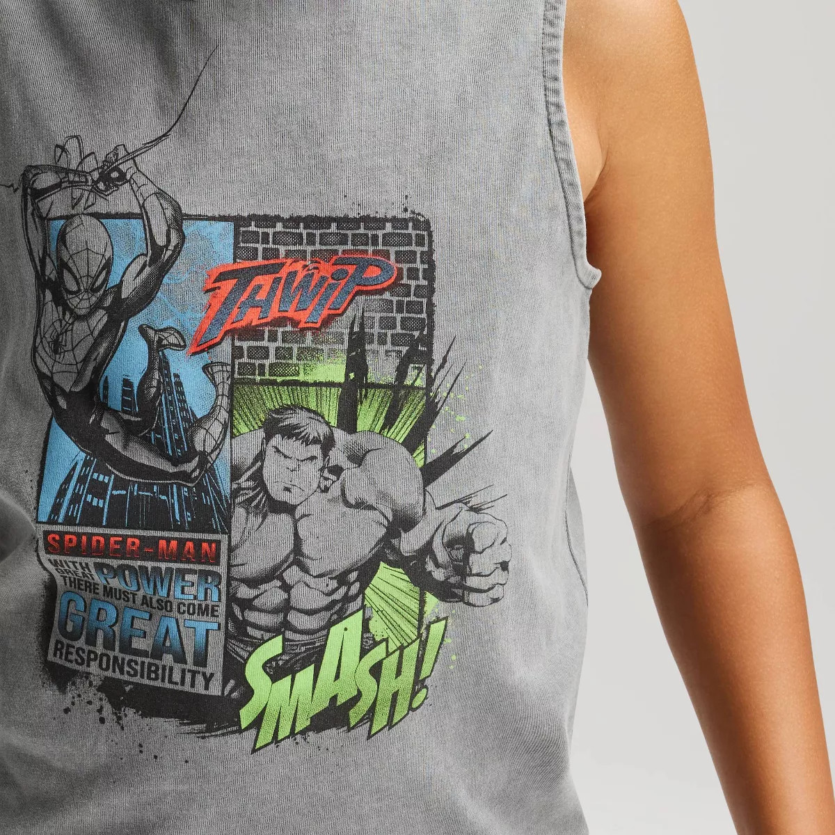 Boys' Spider-Man & Hulk Oversized Graphic Tank Top - Cat & Jack™ Light Gray XS | Target