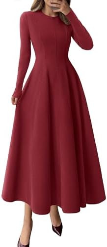 PRETTYGARDEN Cocktail Dresses for Women 2025 Elegant Classy Fall Long Sleeve Midi A Line Flowy Mo... | Amazon (US)