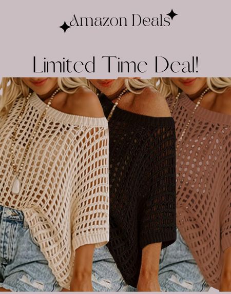 Amazon deals / Dokotoo Womens Summer Scoop Neck Short Sleeve Sweater Casual Crochet Hollow Out Knit Tops Pullover Shirts Beach Coverup / vacation outfit / travel outfit 

#LTKsalealert #LTKover40 #LTKtravel