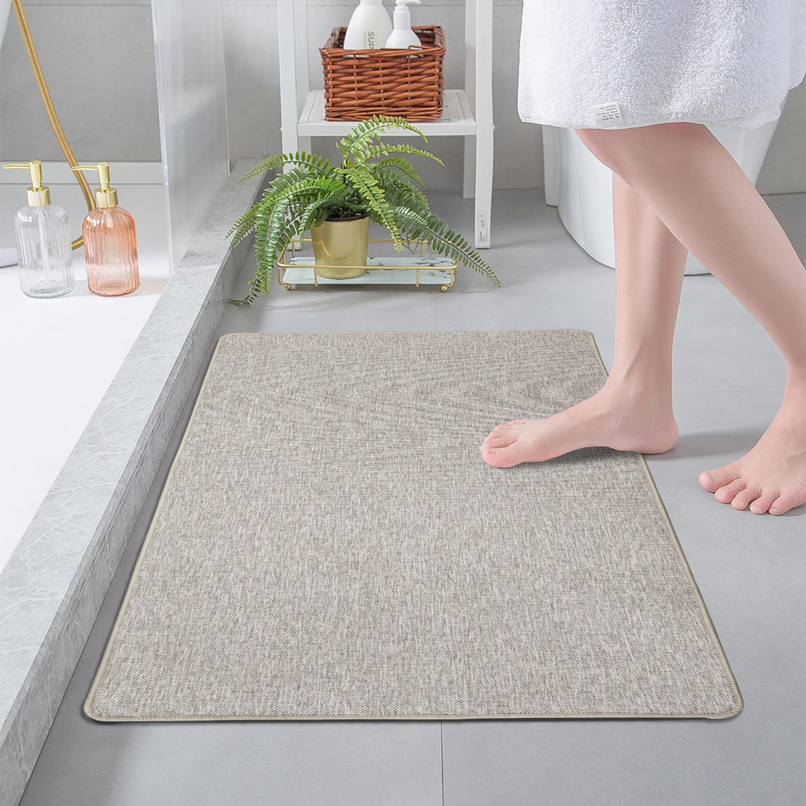 Yancorp Ultra Thin Bath Mat & Rug Rubber Backed Non-Slip Bathroom Mats, Quick Dry Shower Rugs Und... | Amazon (US)