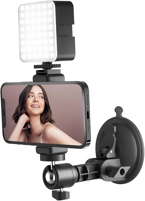 Suction Cup Mirror Phone Holder with Light, Travel Wall Phone Camera Mount for Makeup Content Cre... | Amazon (US)
