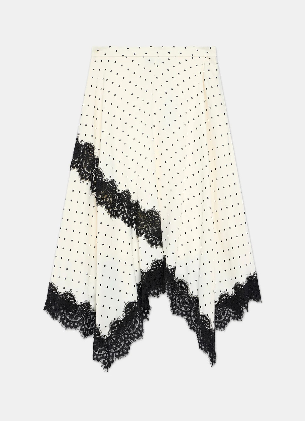 Cream Polka Dot Lace Trim Midi Skirt | Mint Velvet