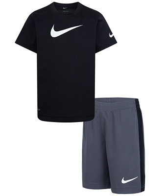 Nike Little Boys Dri-FIT Swoosh T-Shirt & Shorts, 2 Piece Set - Macy's | Macy's