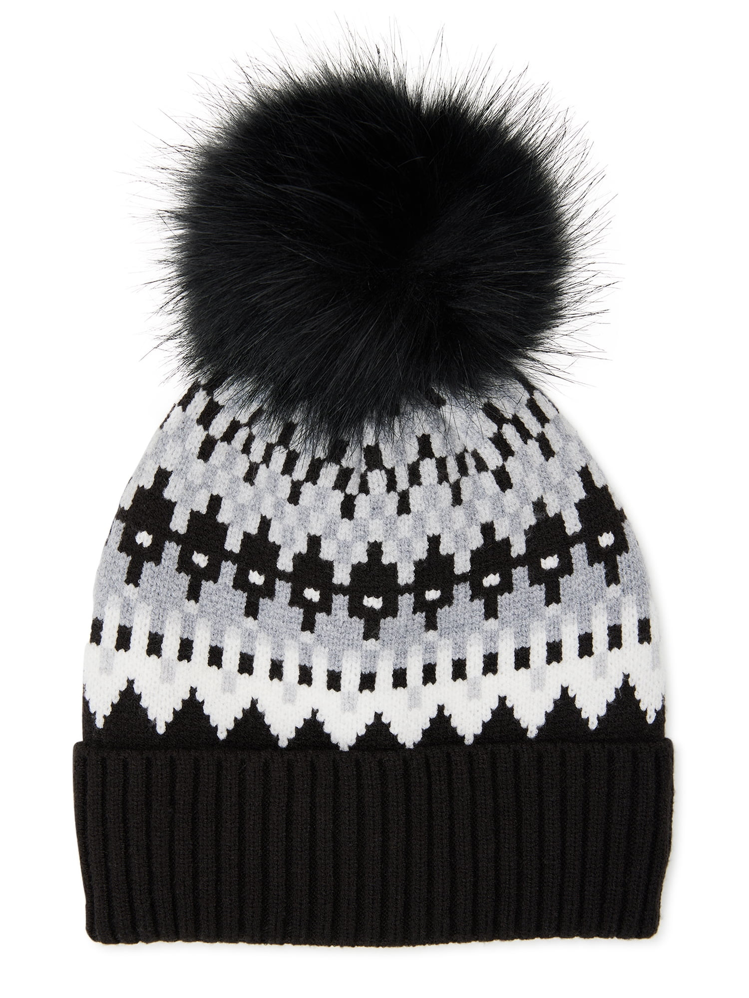 Time and Tru Women’s Fair Isle Knit Beanie Hat with Pom Pom | Walmart (US)