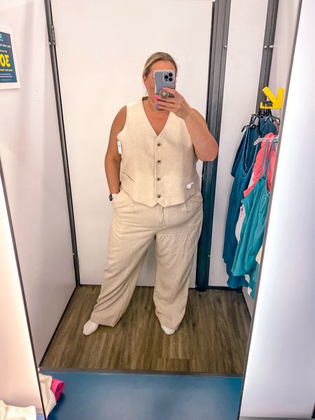 This spring on trend style is a plus for me… a button up vest and even better in this linen material with matching slacks. Style with jeans or linen pants but button up vests are here for spring and summer so snag one and have fun styling them! 

Vest and pants fits loose - I am  normally an 18/20 and in XXL in pants and 2X in vest. Could fit XL in pants and XXL in vest. 

Plus size vest 
Plus size button vest 
Plus size spring outfit 
Plus size outfit idea 
Linen pants 
Linen vest 

#LTKSaleAlert #LTKOver40 #LTKPlusSize