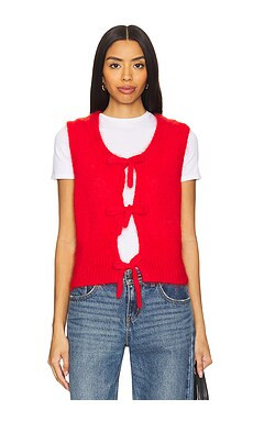 Ganni Light Mohair Tie String Vest in Racing Red from Revolve.com | Revolve Clothing (Global)