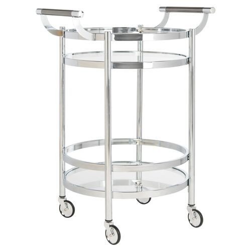 Carrey Bar Cart - Silver | Beverage Cart, Serving Cart, Liquor Cart | One Kings Lane
