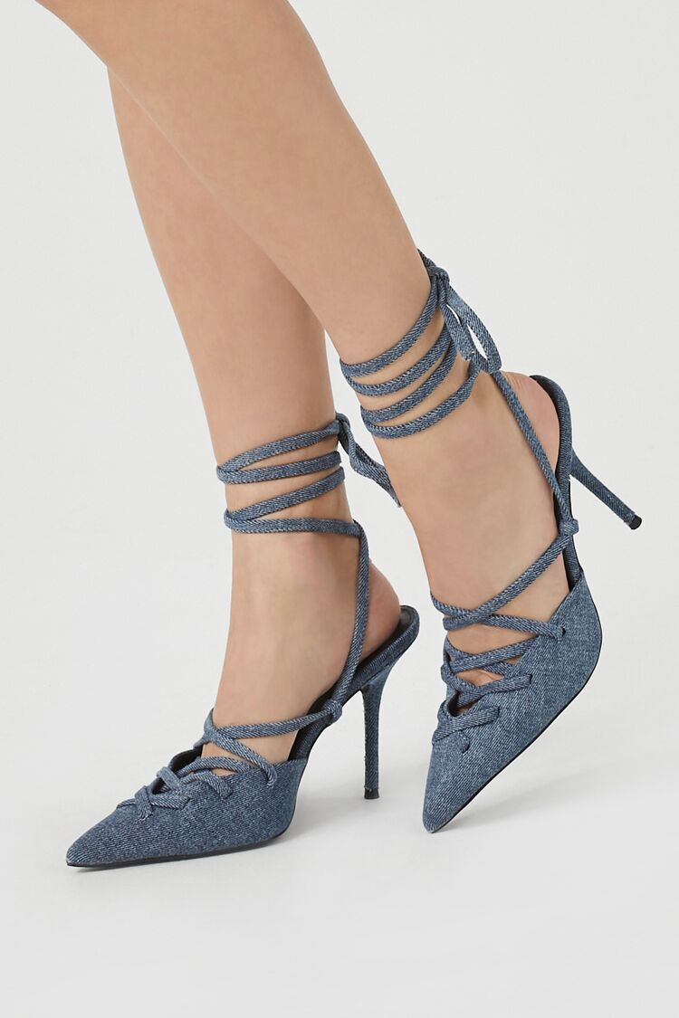 Denim Lace-Up Pointed Heels | Forever 21 (US)