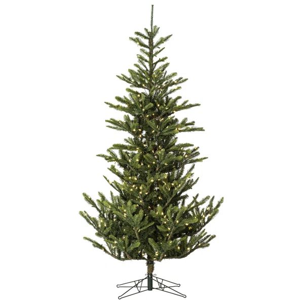 Alberta 9' Green Spruce Artificial Christmas Tree with 650 Warm White Lights with LED | Wayfair North America