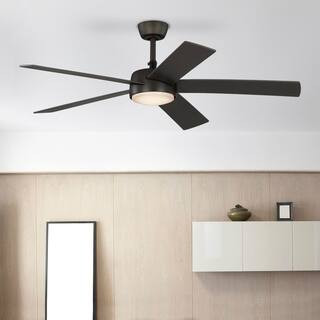 Hampton Bay Benning 52 in. Flat Bronze Downrod Standard Ceiling Fan with White Adjustable LED Lig... | The Home Depot
