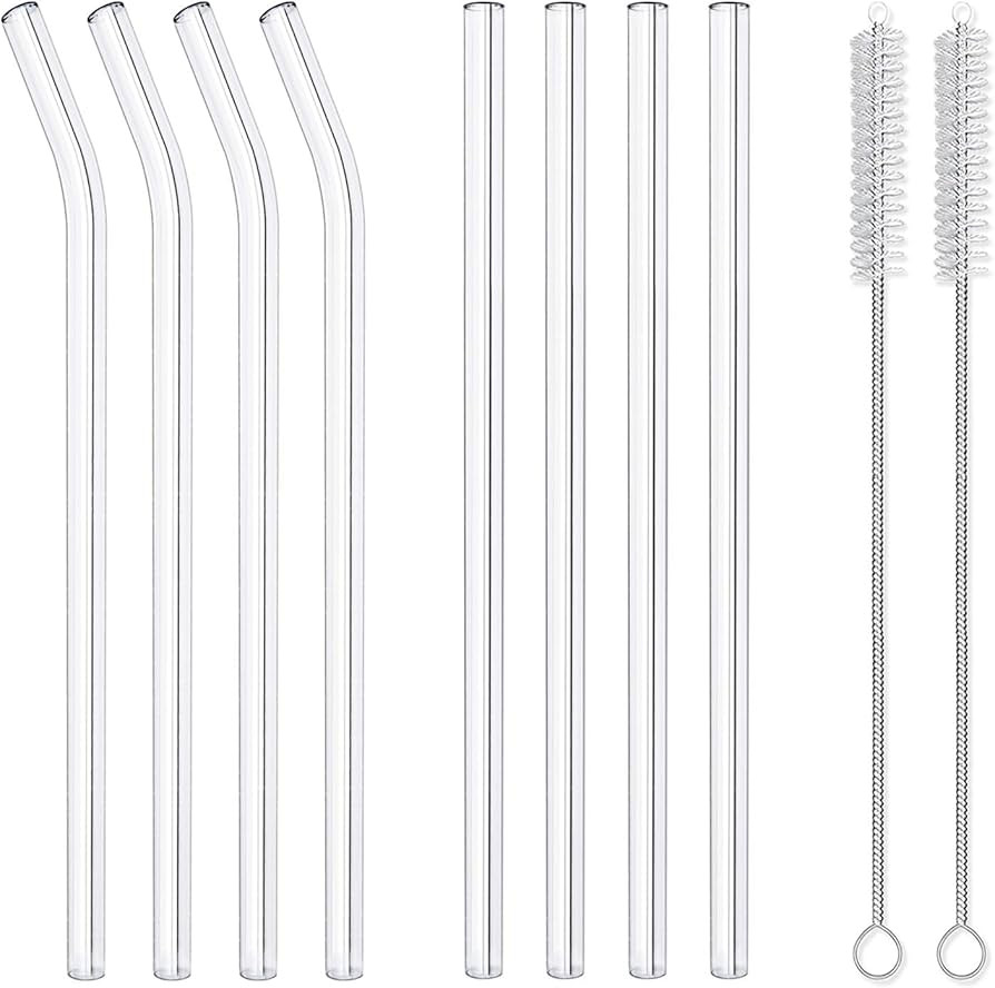 8 Pack Reusable Glass Drinking Straws - 10" x 10 mm - Smoothie Straws for Milkshakes, Frozen Drin... | Amazon (US)