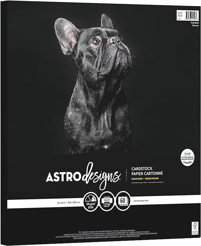 Astrodesigns Crafting Cardstock, 12" x 12", 65 lb/176 gsm, Very Black, 60 Sheets (91523) | Amazon (US)