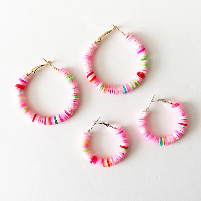 The Rose Heishi Bead Hoop Earring | Etsy | Etsy (US)