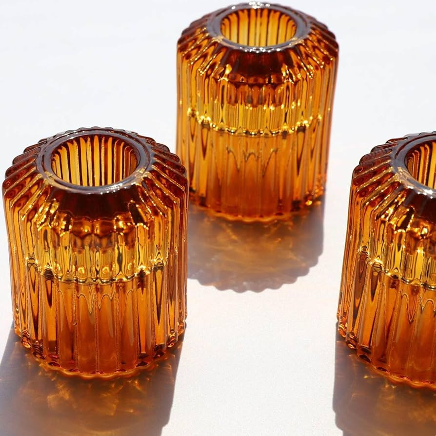 VOHO Candlestick Holders Set of 3, Glass Candle Stick Candle Holder for Taper Candles, Votive Can... | Amazon (US)