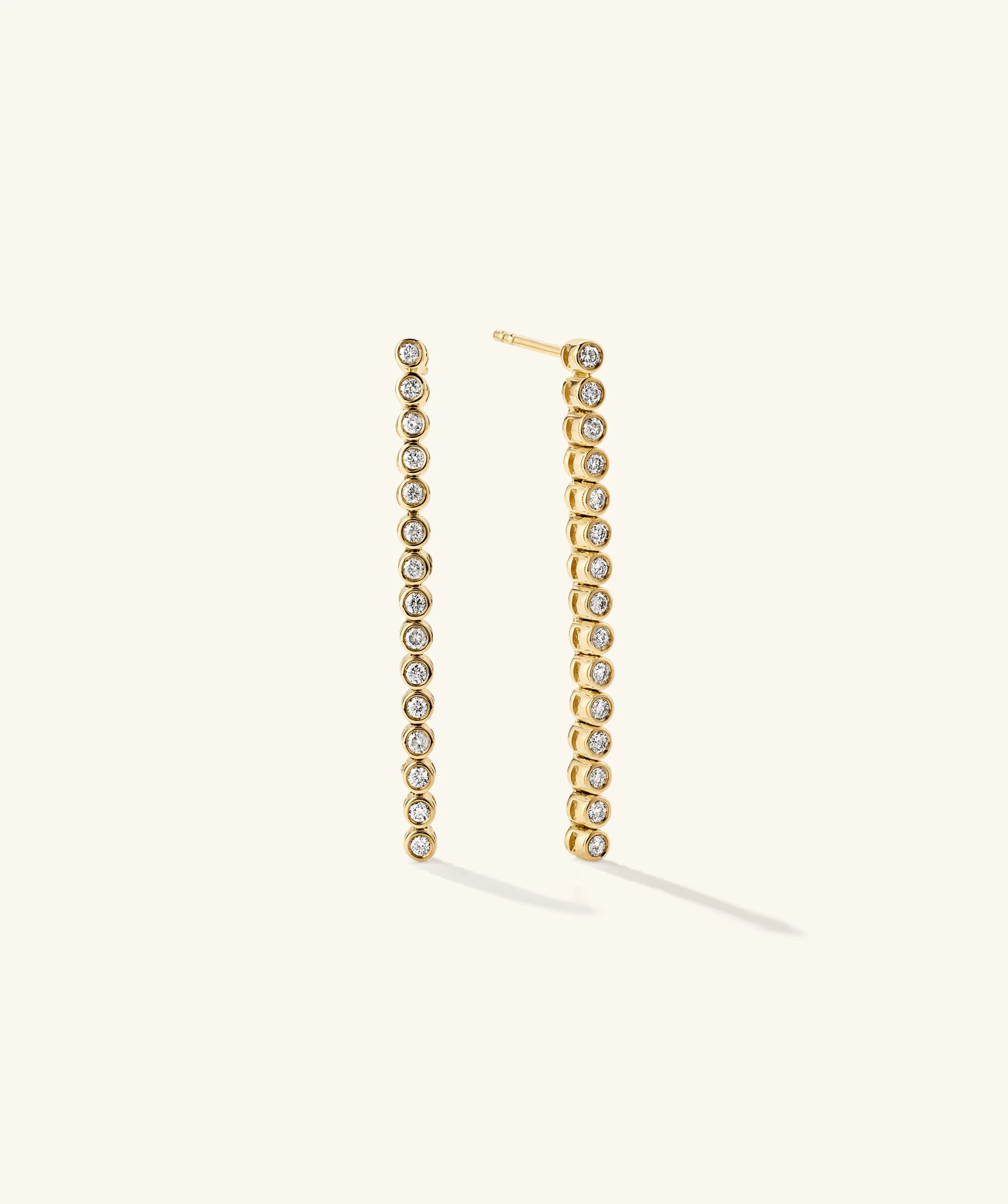 Bezel Lab Grown Diamond Long Tennis Earrings | Mejuri Fine Crew