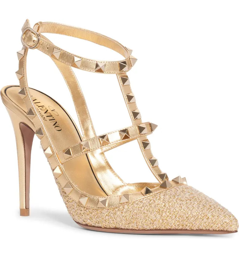 Valentino Garavani Rockstud T-Strap Pointed Toe Pump | Nordstrom | Nordstrom