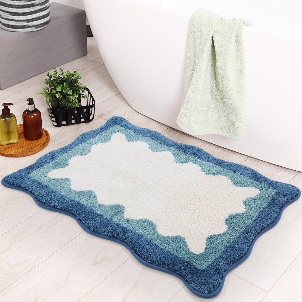 BALAPET Ultra Soft Scalloped Bath Mat,Thick Absorbent Bath Mat Bathroom Rugs,Fluffy Cute Bath Mat... | Amazon (US)