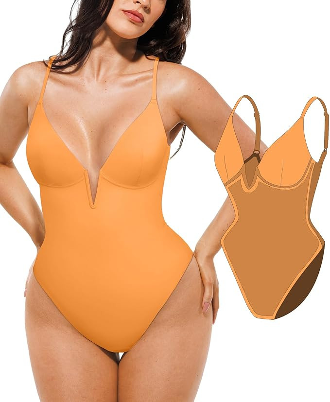 Popilush Tummy Control Swimsuits for Women Shapewear One Piece Deep V Neck Underwire Swimsuit Sum... | Amazon (US)
