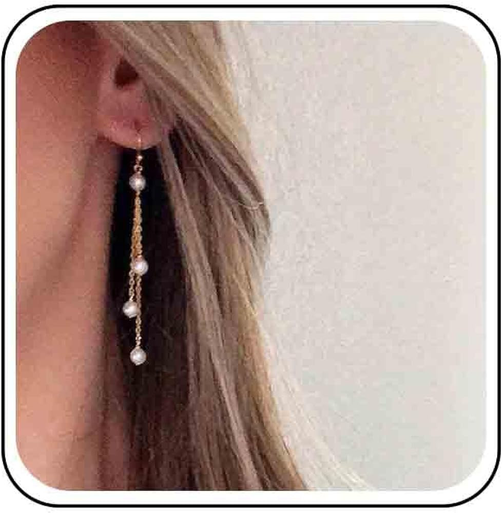 Vintage Pearl Drop Earrings Pearl Tassel Earrings Long Pearl Chain Earrings Boho Pearl Earrings J... | Amazon (US)
