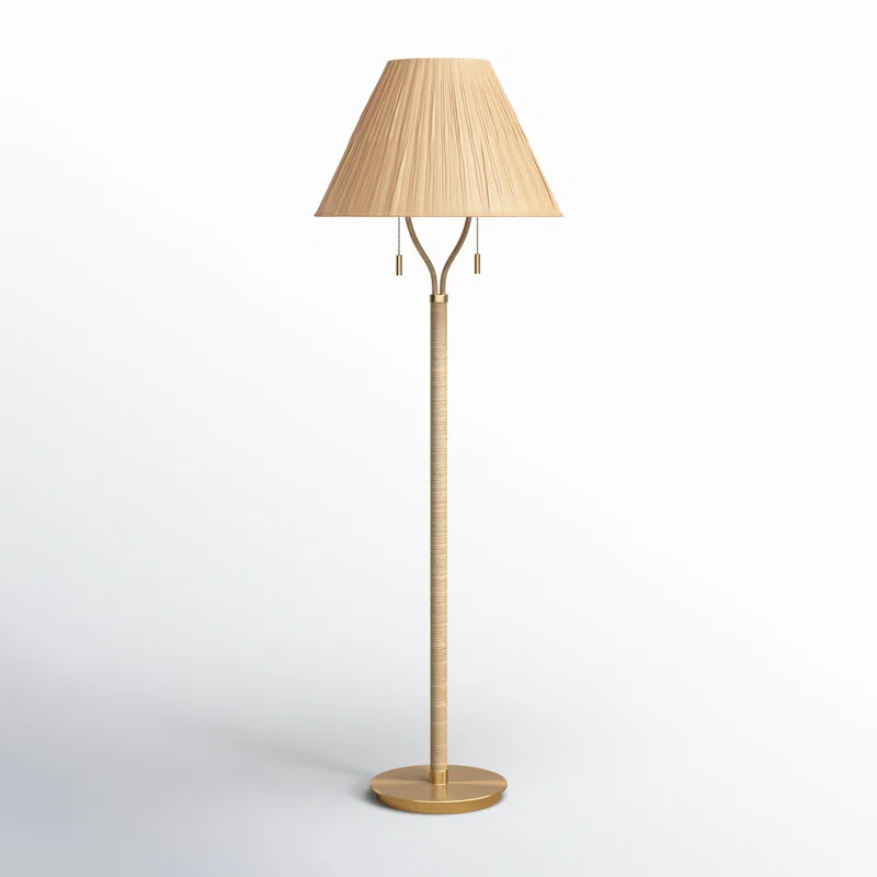 Charter Nola 60 Inch Natural/Gold Paper Rope/Rattan/Metal Floor Lamp | Wayfair North America