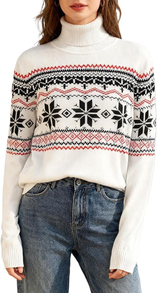 SANGTREE Women's Turtleneck Sweater Long Sleeve Casual Fall Winter Knit Pullover Sweater Top | Amazon (US)