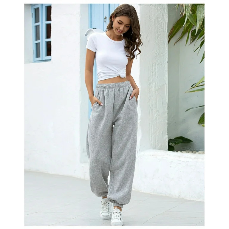Womens Baggy Sweatpants   Gray Joggers for Women Relaxed Fit pockets Oversized Streetwear | Walmart (US)
