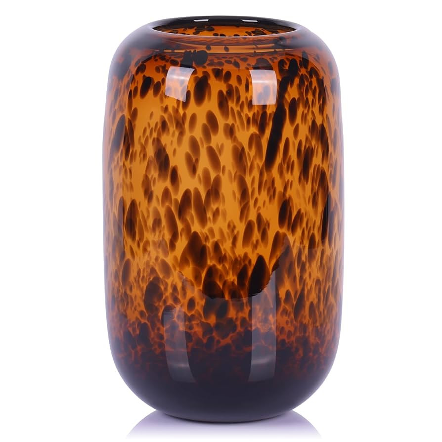 Amber Vase,Brown Glass Vase,Round Art Vase,Modern Clear Glass Vase,Decorative Bottles for Home De... | Amazon (US)