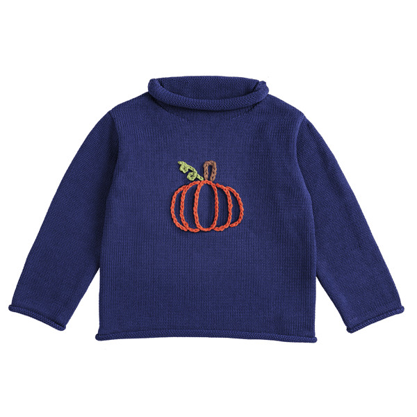 Navy Pumpkin Rollneck Toddler Sweater | Mud Pie
