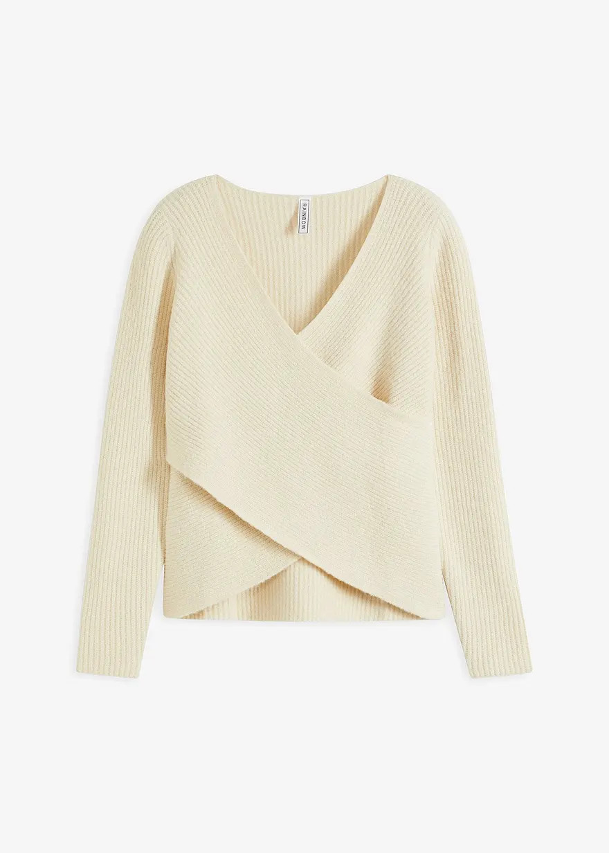 Schöner weicher Pullover mit Wickeleffekt - beige | bonprix | Bonprix DE