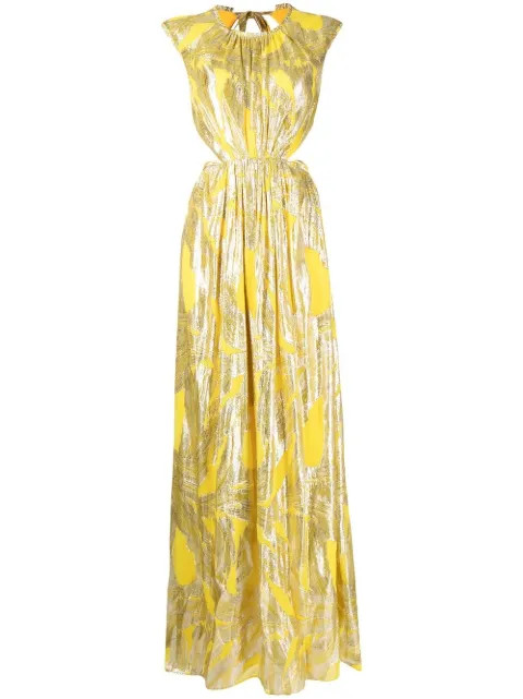 Rebecca Vallance Navarro metallic-print open-back Gown - Farfetch | Farfetch Global