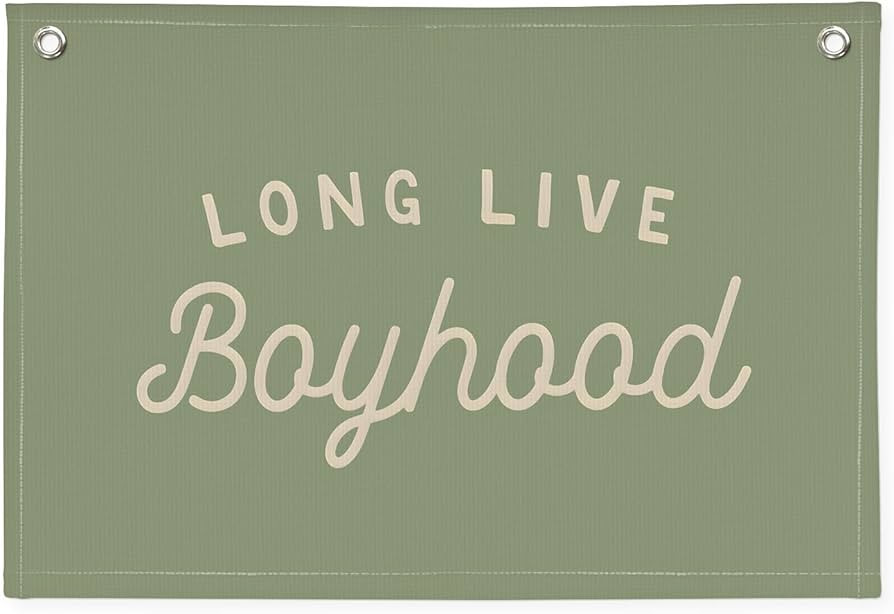 XYDEG Long Live Boyhood Boys Room Decor, Sage Green Nursery Playroom Toddler Boy Linen Canvas Ban... | Amazon (US)