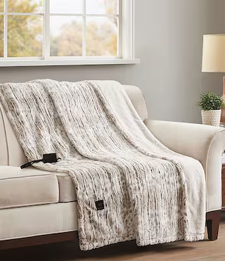 Noble Excellence Faux Fur Electric Heated Plush Throw Blanket | Dillard's | Dillard's