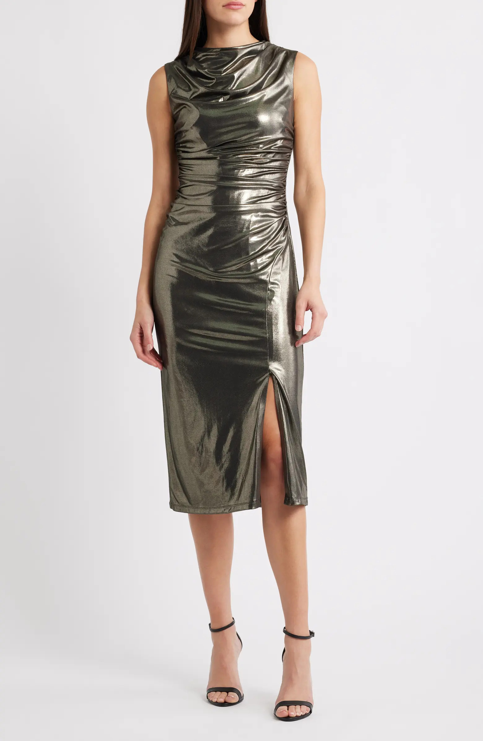 Metallic Cowl Neck Sheath Dress | Nordstrom