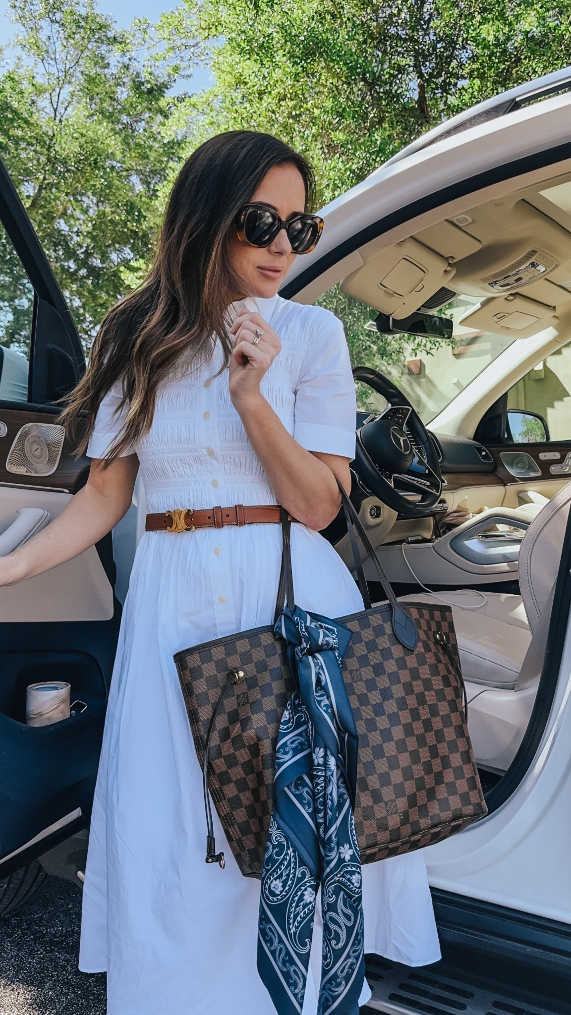 classic white t-shirt dress (currently 30% off) for my daily outfit + I linked an ultra chic bag at a fraction of my tote bags price point 