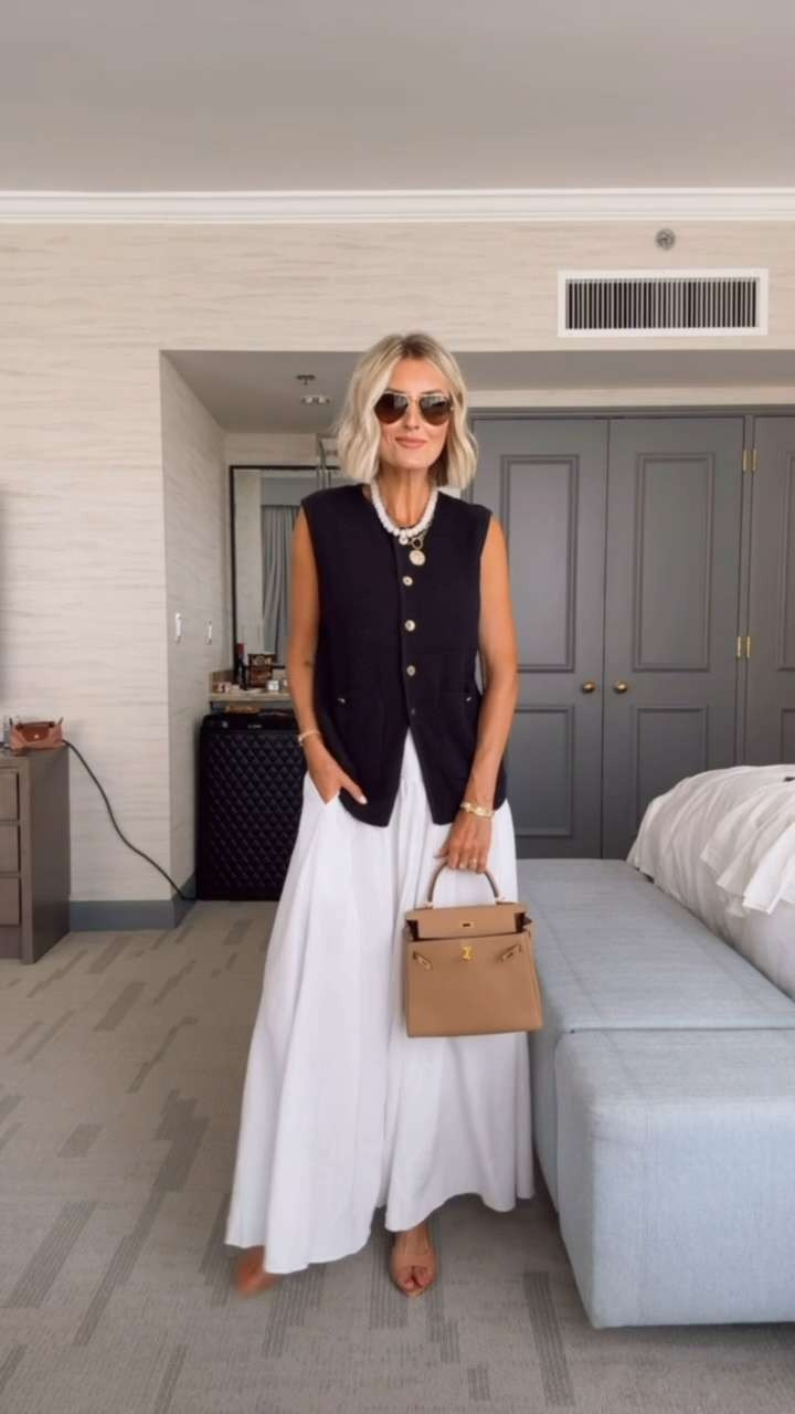 This is look so chic! This black vest and this white skirt are actually Amazon finds! This is such an elevated look that you could even wear to work! Wearing S!

Loverly Grey, summer outfit, summer workwear, black vest, maxi skirt, white skirt, Amazon 

 #LTKSeasonal #LTKWorkwear