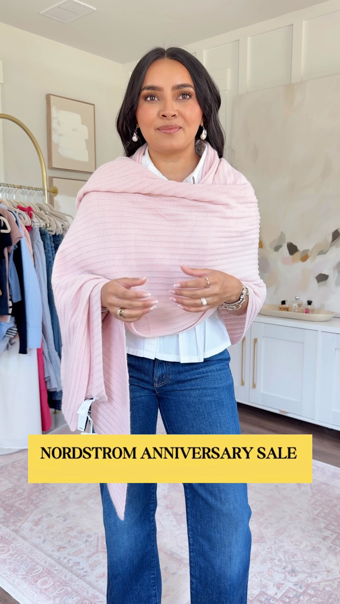 Nordstrom Anniversary Sale cashmere wrap!
White top size xs petite
Jeans size 27 petite - I sized up one size
Clear jelly flats size 5 TTS

#LTKPetite #LTKSaleAlert #LTKootd