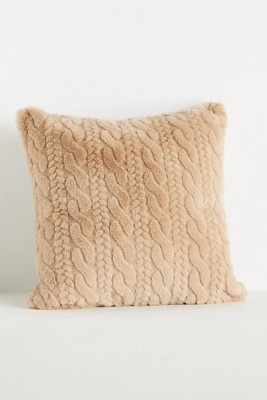 Faux Fur Cable-Knit Sweater Pillow | Anthropologie (US)