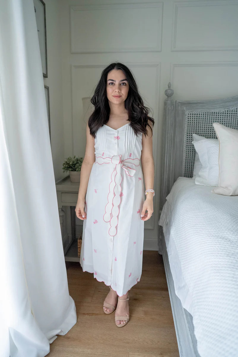 LILLETTE MIDI LENGTH V NECK DRESS | PINK POPPY | All In The Detail