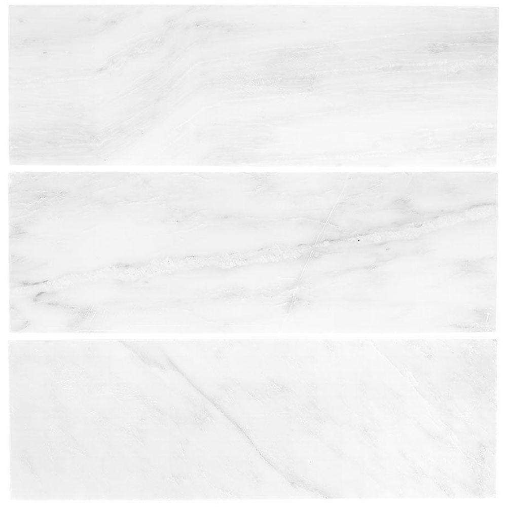 Jeffrey Court Carrara White 4 in. x 12 in. Honed Marble Wall Tile (1 sq. ft./ pack)-99786 - The H... | The Home Depot