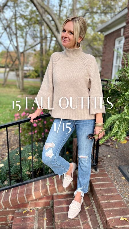 15 Fall Outfits… #ootd 1/15 
A neutral sweater is a staple in my fall closet! Paired this one with a light wash distressed denim and my favorite loafers. 🤍 

#LTKstyletip #LTKshoecrush #LTKSeasonal