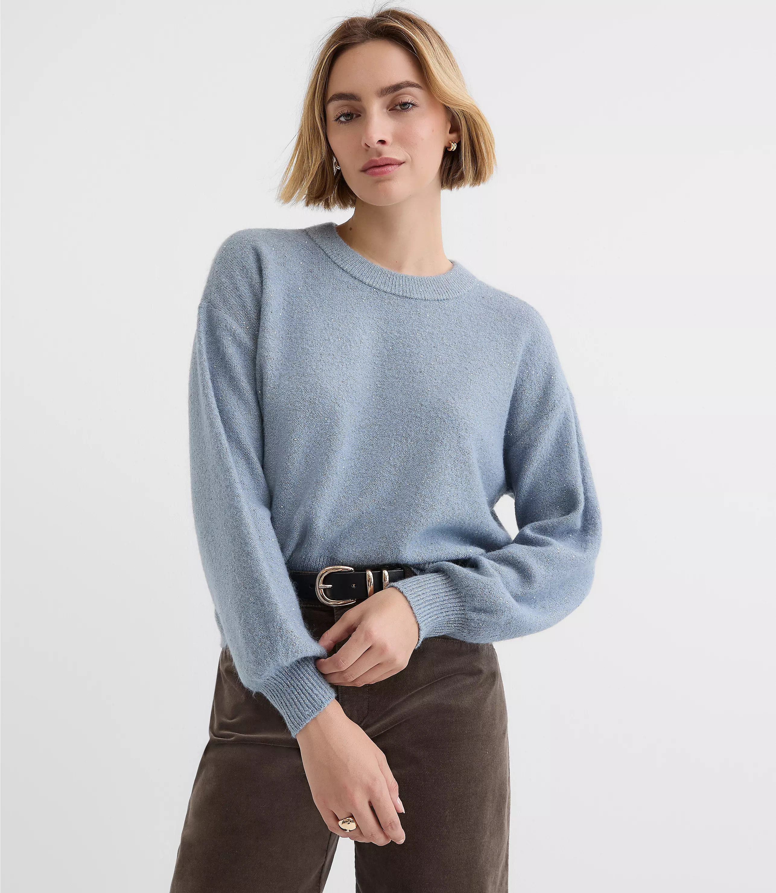 Floral Sequin Blouson Sweater | LOFT