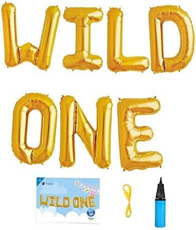 16 INCH WILD ONE Kids First Birthday Balloons, Wild One Birthday Decoration Kit Wild One Foil Let... | Amazon (US)
