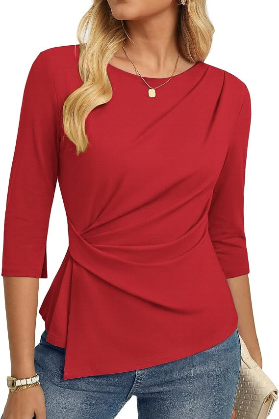 GRACE KARIN Women's 2026 Summer Peplum Tops, 3/4 Sleeve Dressy Casual Shirts, Business Blouses Tr... | Amazon (US)